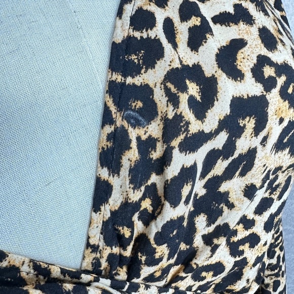 Zara Women’s Leopard Print Long Sleeve Mini Dress in Brown Sz XS - Picture 8 of 13